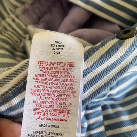 Boden Girls size 6-7 years Blue Ticking Stripe Denim Romper SOLEIL Brand New - Picture 12 of 13